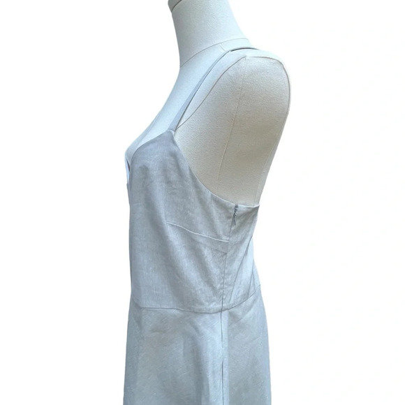 Theory NWT Haranna Cross-Back Dress in Linen Blend Mélange Light Grey Size 10 - Picture 6 of 16